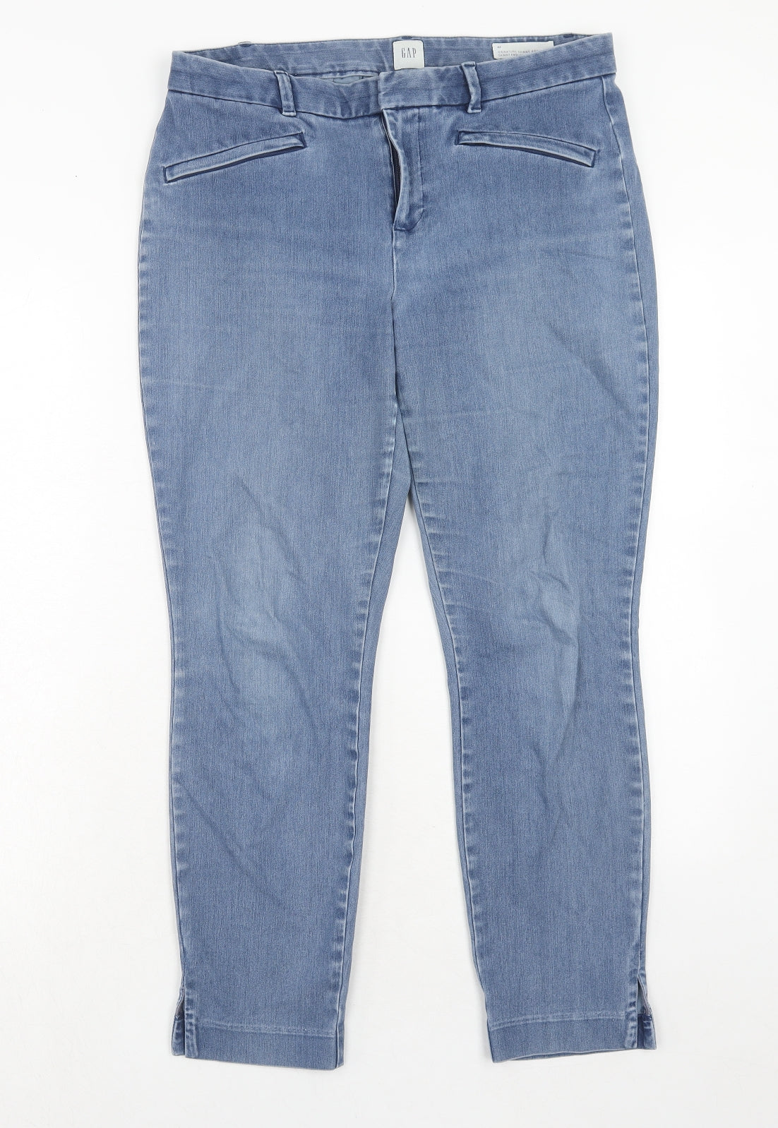 Gap Womens Blue Cotton Tapered Jeans Size 14 Regular Hook & Eye