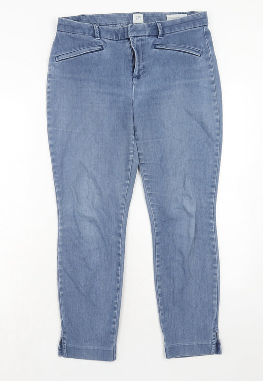 Gap Womens Blue Cotton Tapered Jeans Size 14 Regular Hook & Eye
