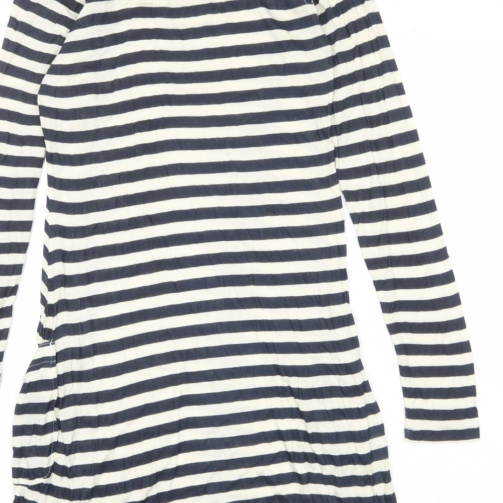 Tresspass Womens Blue Striped Viscose T-Shirt Dress Size S Boat Neck Pullover