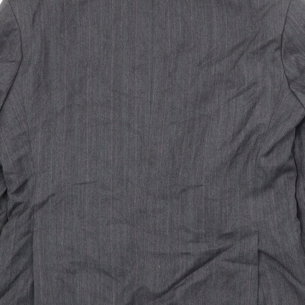 Marks and Spencer Mens Grey Striped Polyester Jacket Suit Jacket Size 38 Regular