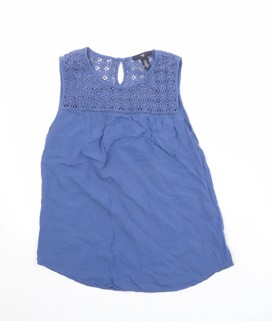 Gap Womens Blue 100% Cotton Basic Tank Size XS Round Neck
