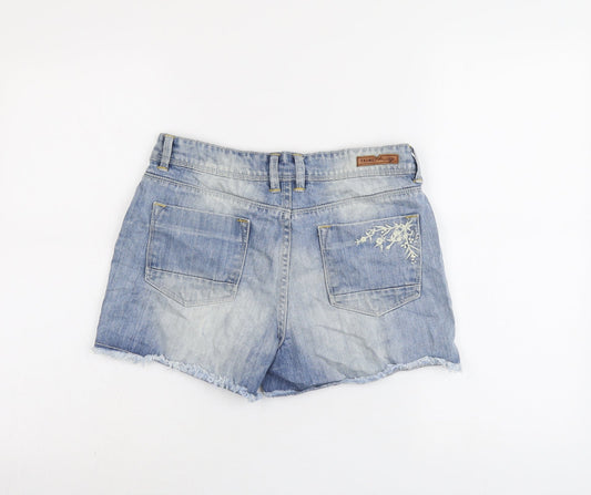 Falmer Womens Blue Cotton Hot Pants Shorts Size 8 L3 in Regular Button