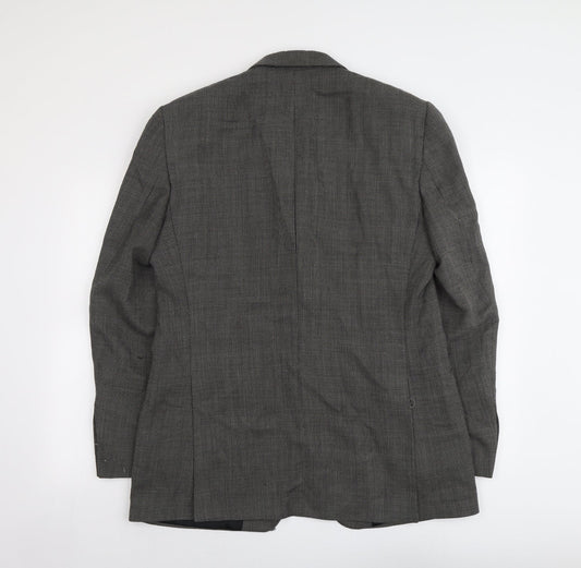 Marks and Spencer Mens Black Geometric Wool Jacket Suit Jacket Size 42 Regular