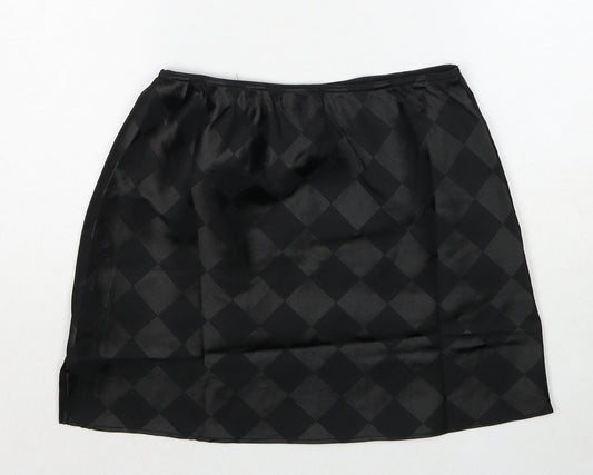 Lola May Womens Black Argyle/Diamond Polyester A-Line Skirt Size 8