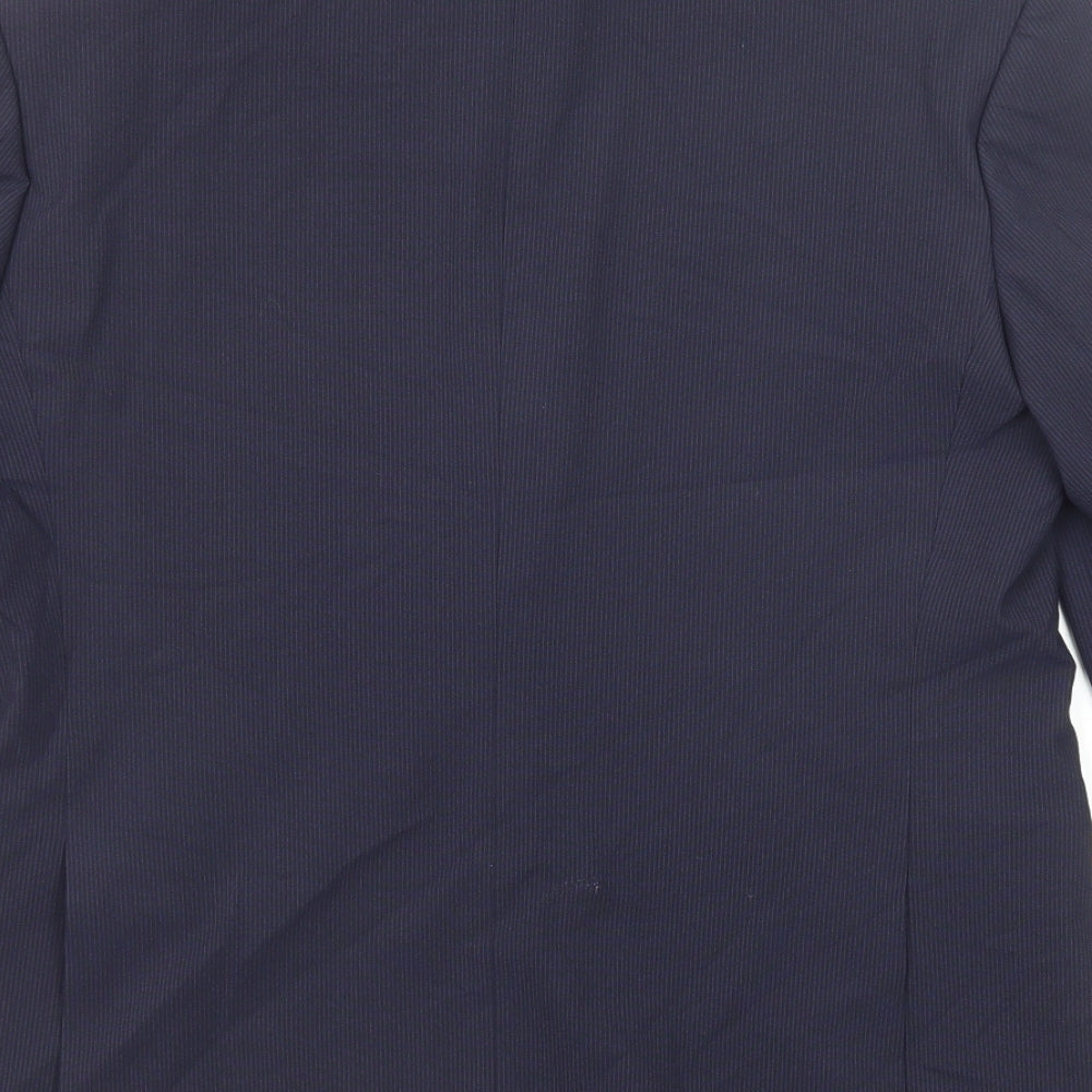 Marks and Spencer Mens Blue Striped Polyester Jacket Suit Jacket Size 38 Regular