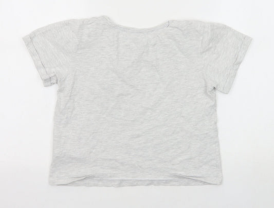 New Look Girls Grey Cotton Basic T-Shirt Size M Round Neck Pullover - Give Me Space
