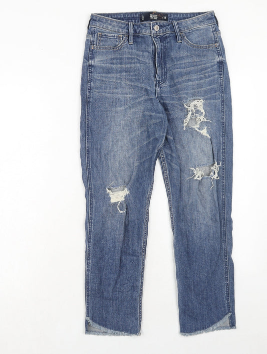 Hollister Womens Blue Cotton Straight Jeans Size 26 in Regular Zip
