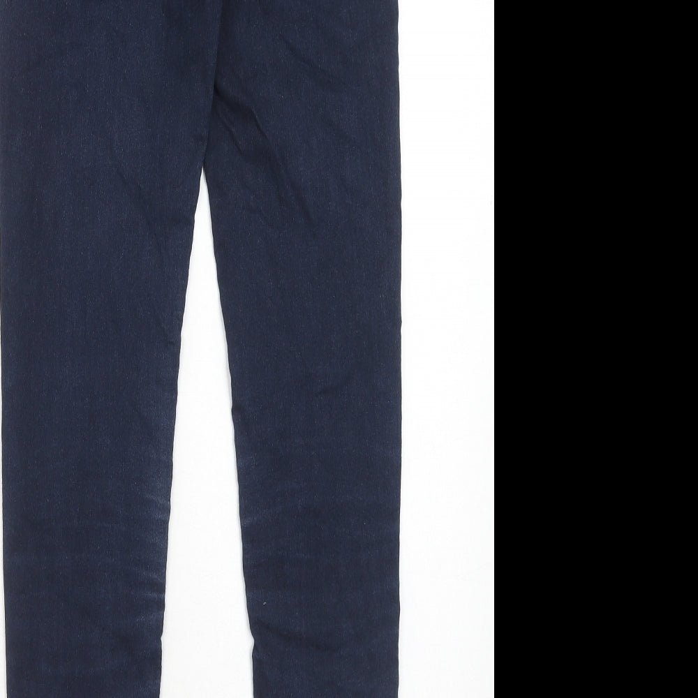 Marks and Spencer Womens Blue Cotton Skinny Jeans Size 6 Regular Zip