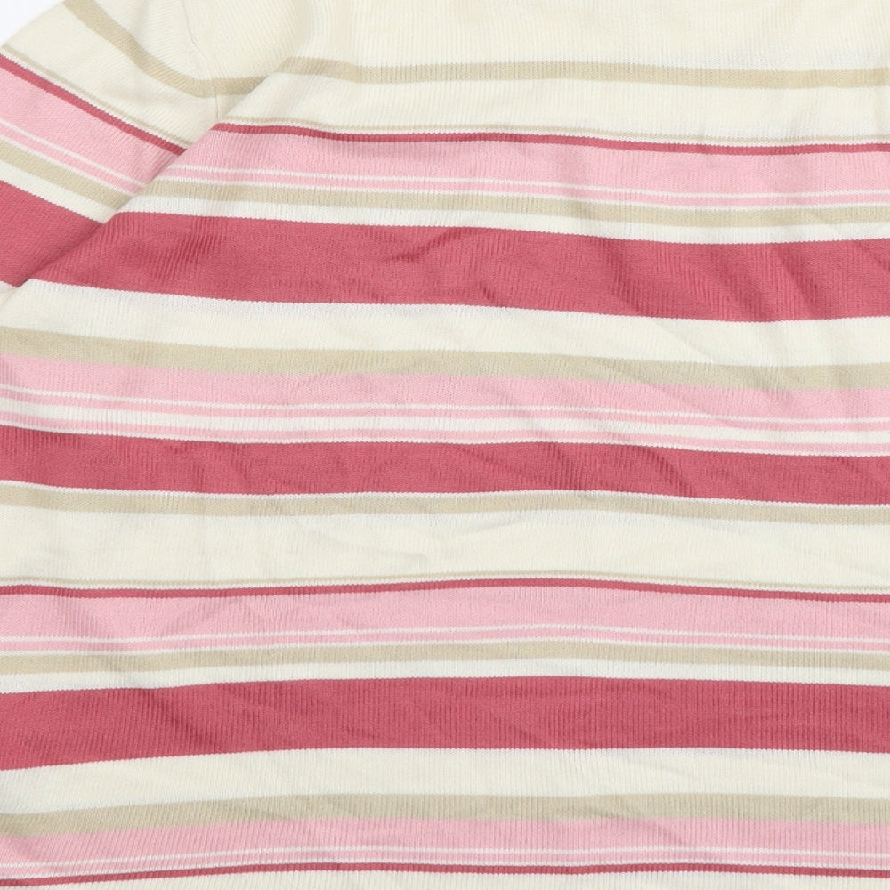 Marks and Spencer Womens Multicoloured Mock Neck Striped Acrylic Pullover Jumper Size 12