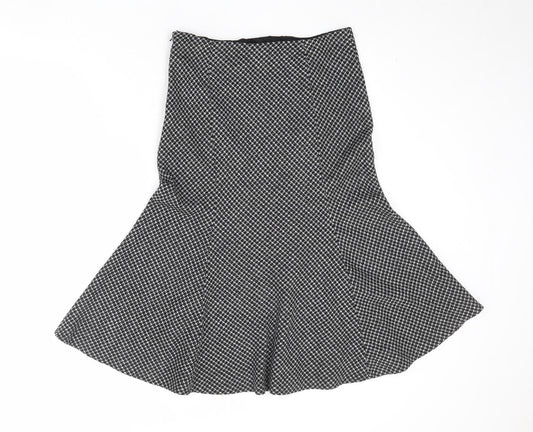 Wallis Womens Black Geometric Polyester Swing Skirt Size 10 Zip