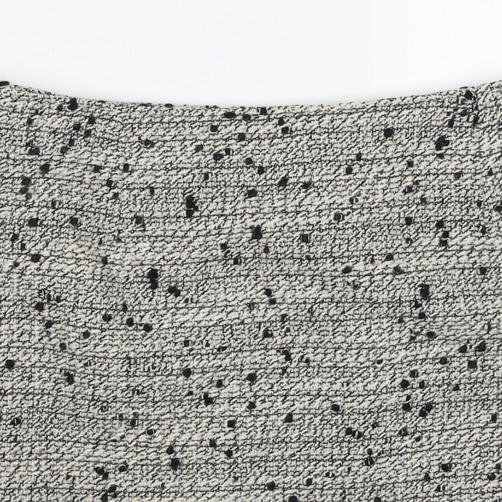 L.F.Coll Womens Grey Geometric Wool A-Line Skirt Size 14 Zip