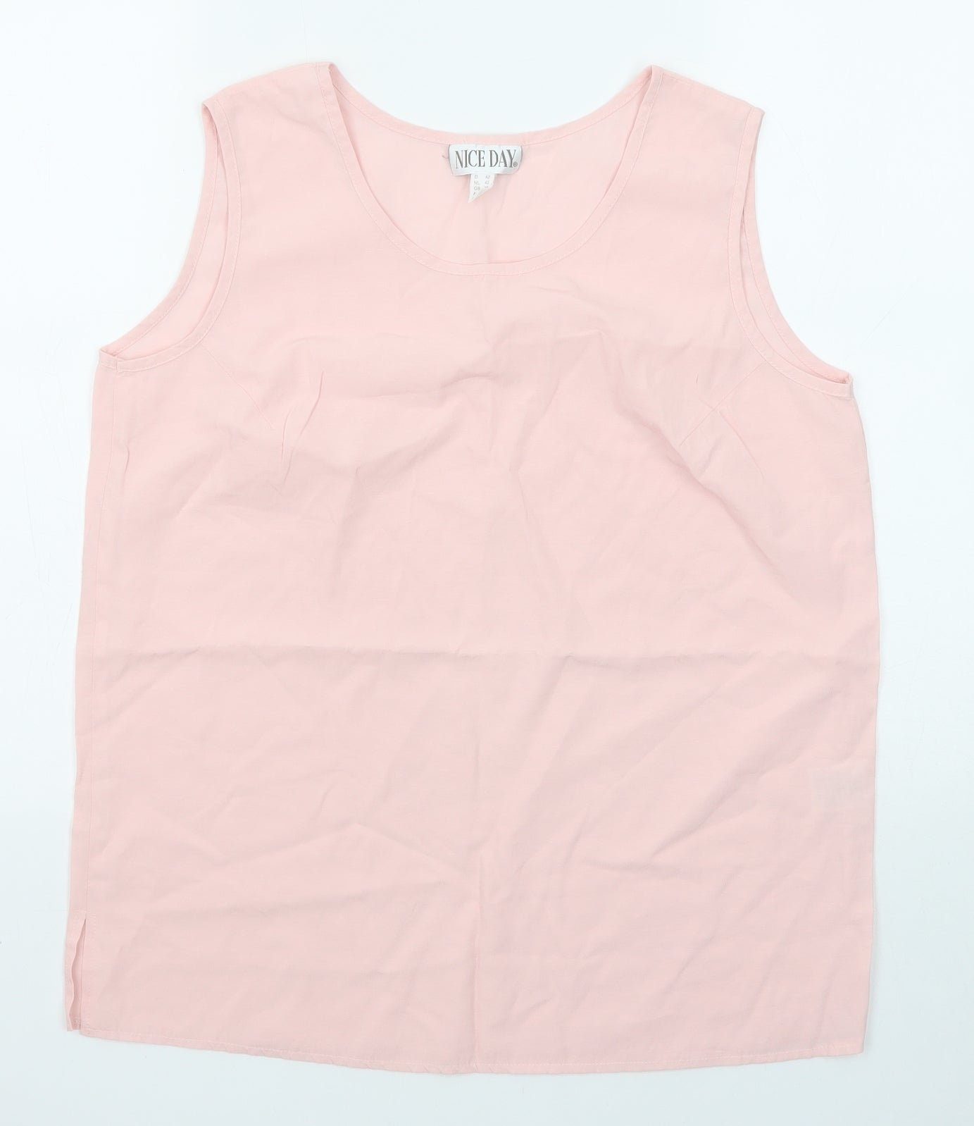 Nice Day Womens Pink Viscose Basic Tank Size 16 Round Neck