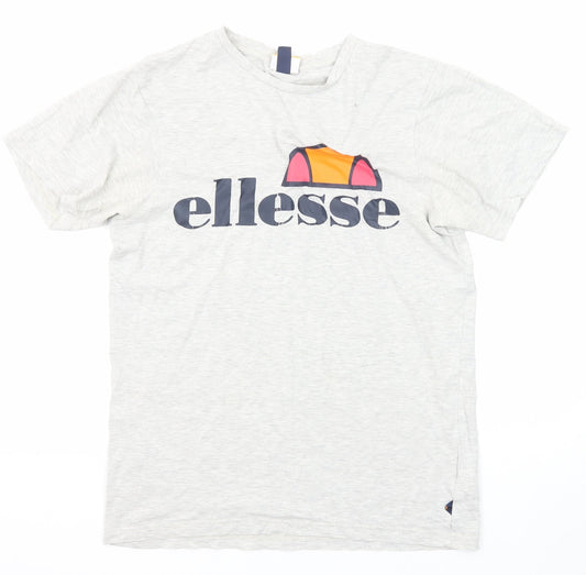 ellesse Mens Grey Cotton T-Shirt Size XS Round Neck