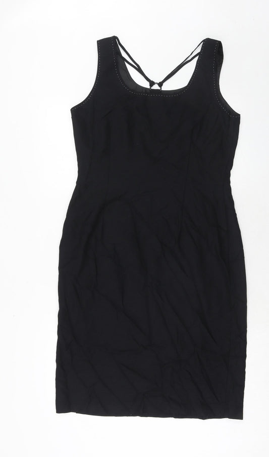 Lakeland Womens Black Viscose A-Line Size 14 Round Neck Zip