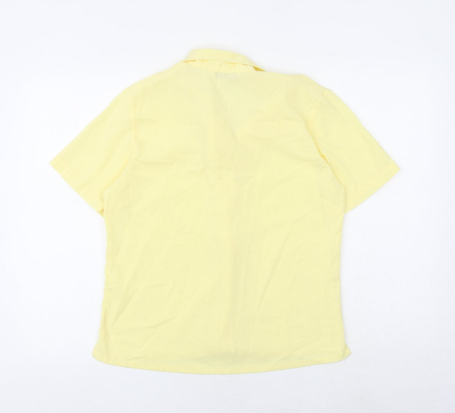 EWM Womens Yellow Polyester Basic Button-Up Size 14 Collared