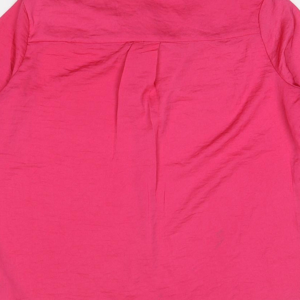 Stradivarius Womens Pink Polyester Basic Blouse Size S Collared