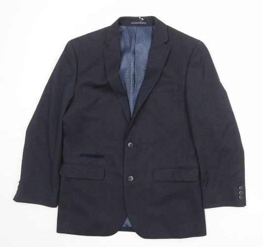 Fellini Mens Blue Polyester Jacket Suit Jacket Size 38 Regular