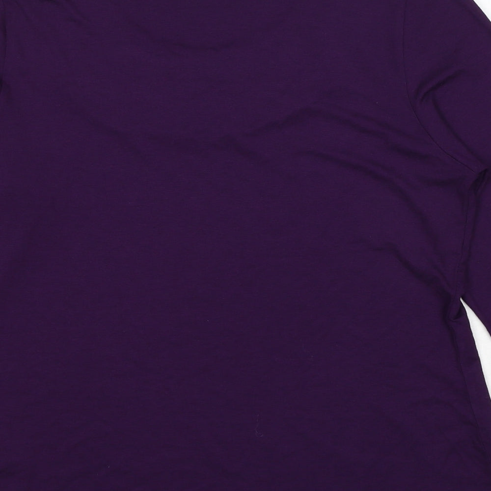 Two Tone Womens Purple Viscose Basic Blouse Size 14 Boat Neck - Embroidered Neckline