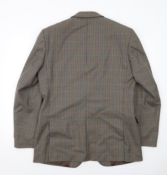 Skopes Mens Brown Geometric Polyester Jacket Blazer Size 42 Regular