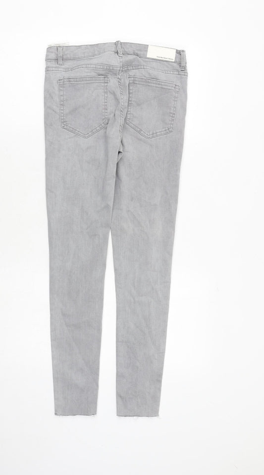 Pull&Bear Womens Grey Cotton Skinny Jeans Size 10 Regular Zip