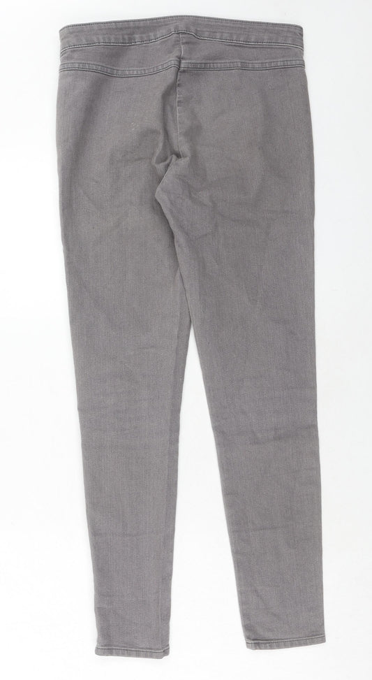 H&M Womens Grey Cotton Skinny Jeans Size 12 Regular Zip
