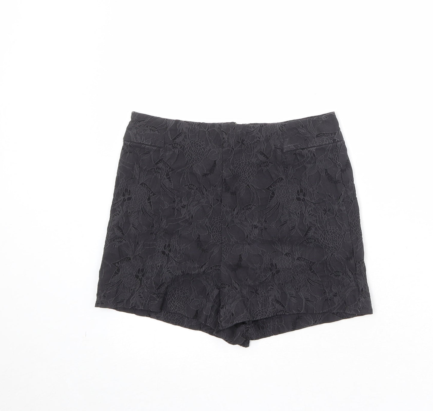 Kimchi Blue Womens Black Floral Cotton Basic Shorts Size M Regular Zip
