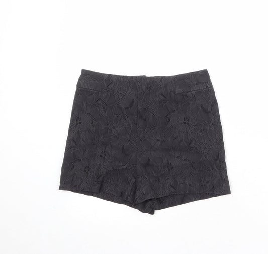 Kimchi Blue Womens Black Floral Cotton Basic Shorts Size M Regular Zip