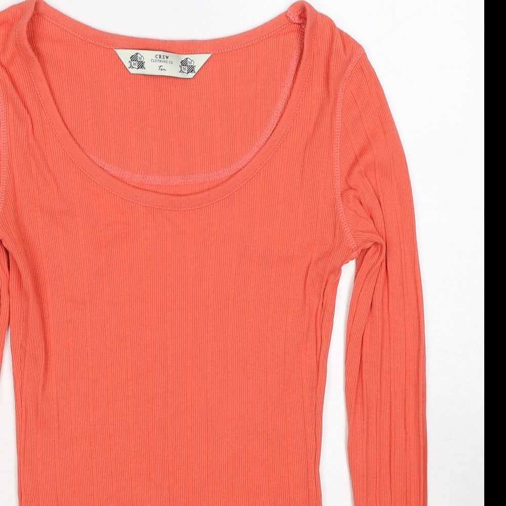 Crew Clothing Womens Orange Polyester Basic T-Shirt Size 10 Round Neck - Ribbed
