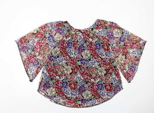 Dunnes Stores Womens Multicoloured Floral Polyester Basic Blouse Size 8 Round Neck