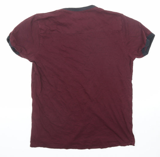 French Connection Womens Purple Polyester Basic T-Shirt Size M Round Neck