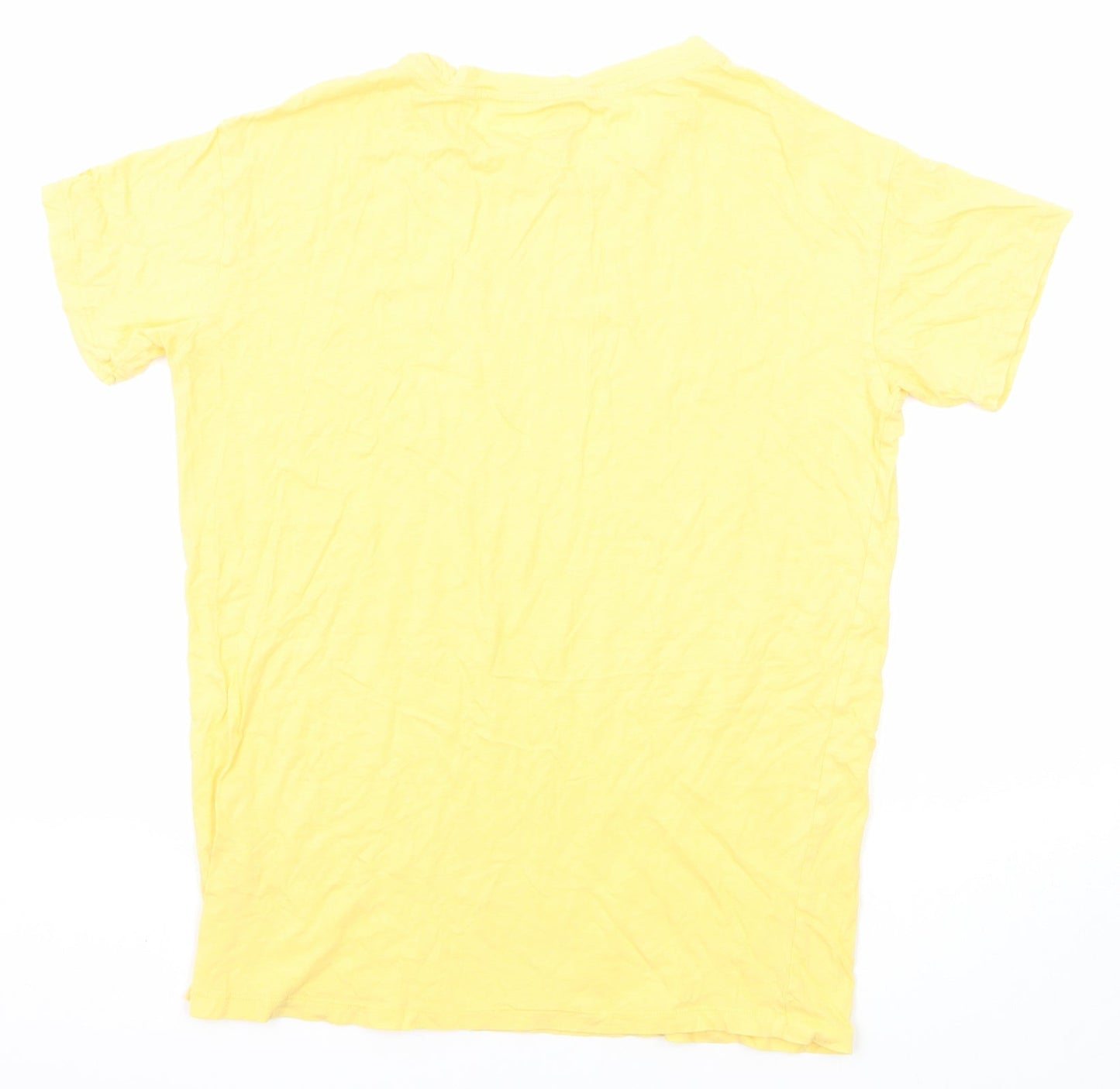 PINK Womens Yellow Cotton Basic T-Shirt Size XS Crew Neck - Take it Easy