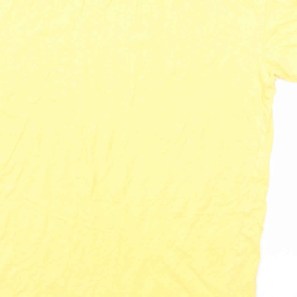 PINK Womens Yellow Cotton Basic T-Shirt Size XS Crew Neck - Take it Easy