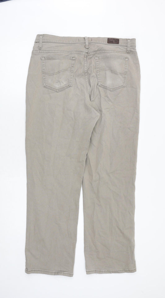 Lee Mens Beige Cotton Straight Jeans Size 35 in Relaxed Zip