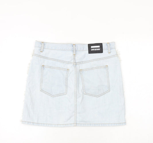 Dr. Denim Womens Blue Cotton A-Line Skirt Size L Zip