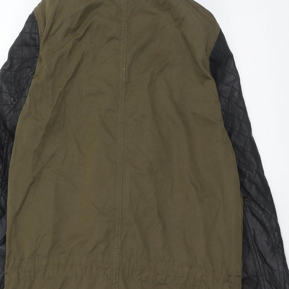 Zara Womens Green Parka Coat Size XS Zip