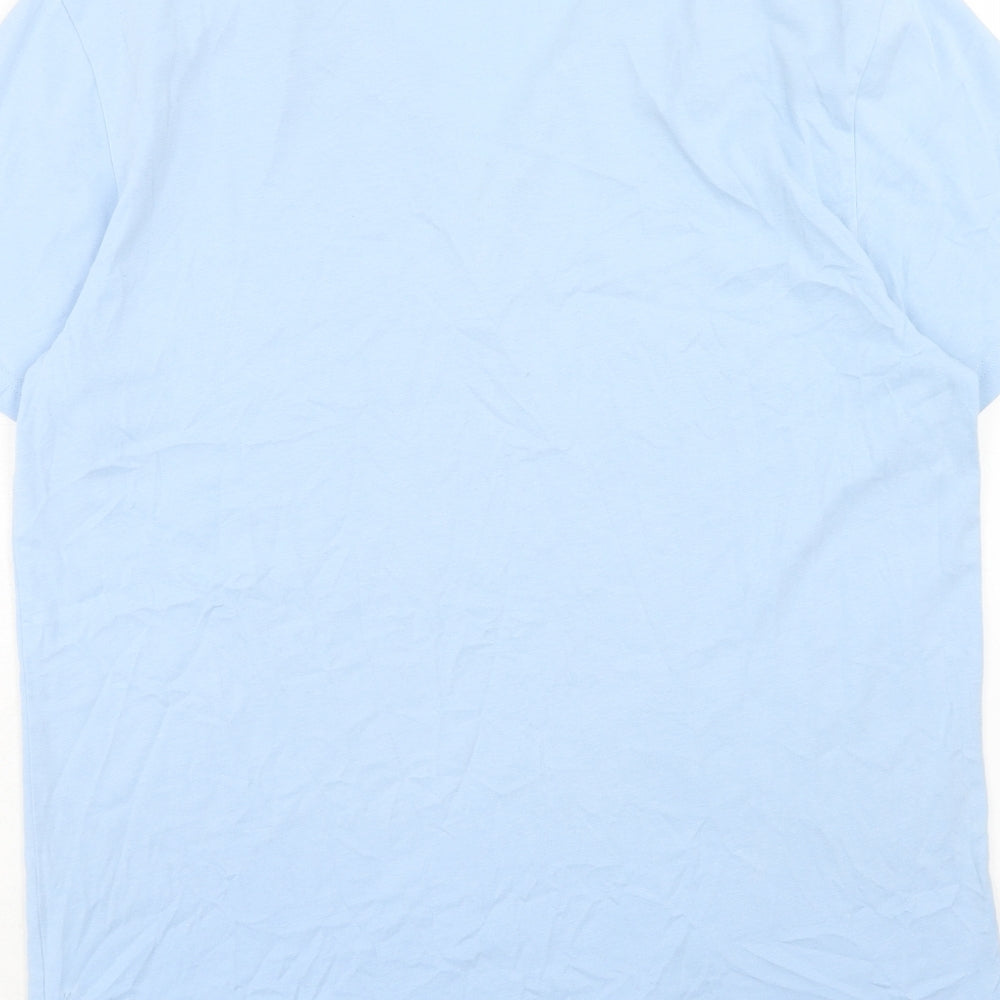Linea Womens Blue Cotton Basic T-Shirt Size L V-Neck