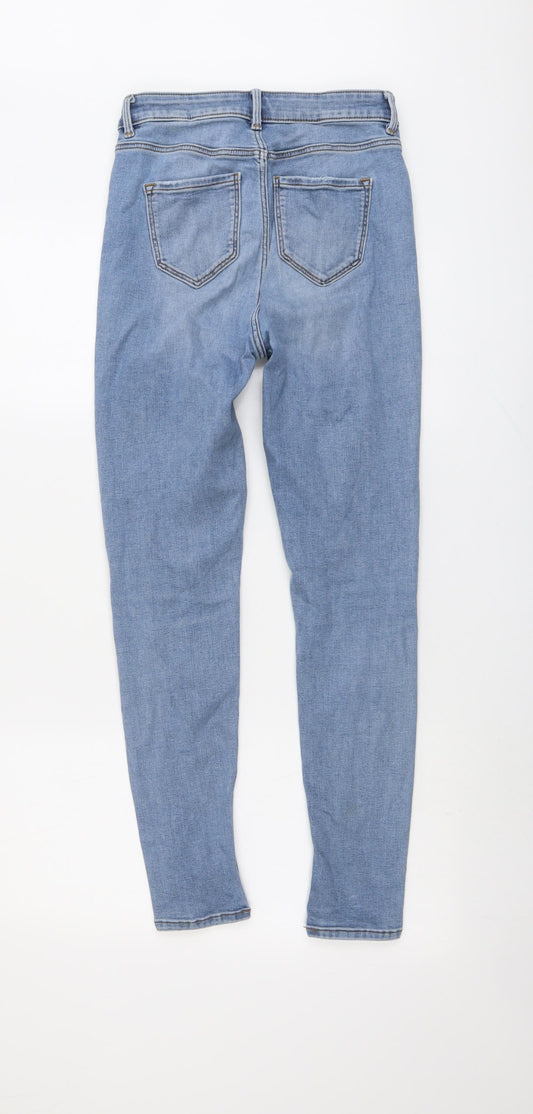Marks and Spencer Womens Blue Cotton Skinny Jeans Size 8 L27 in Regular Button
