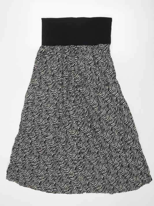 mamas & papas Womens Black Geometric Viscose Trapeze & Swing Size 6 Off the Shoulder Pullover