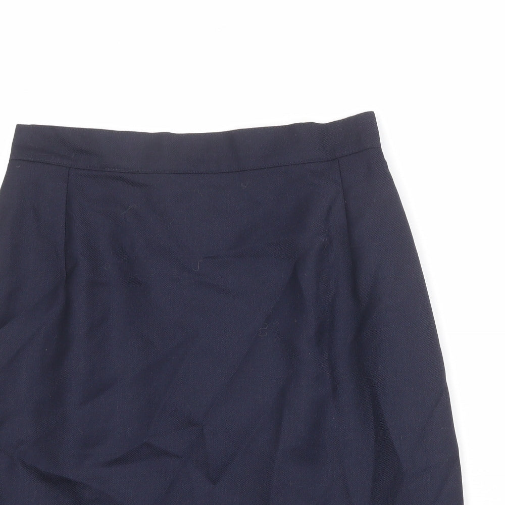Henry White Womens Blue Wool A-Line Skirt Size 12 Zip