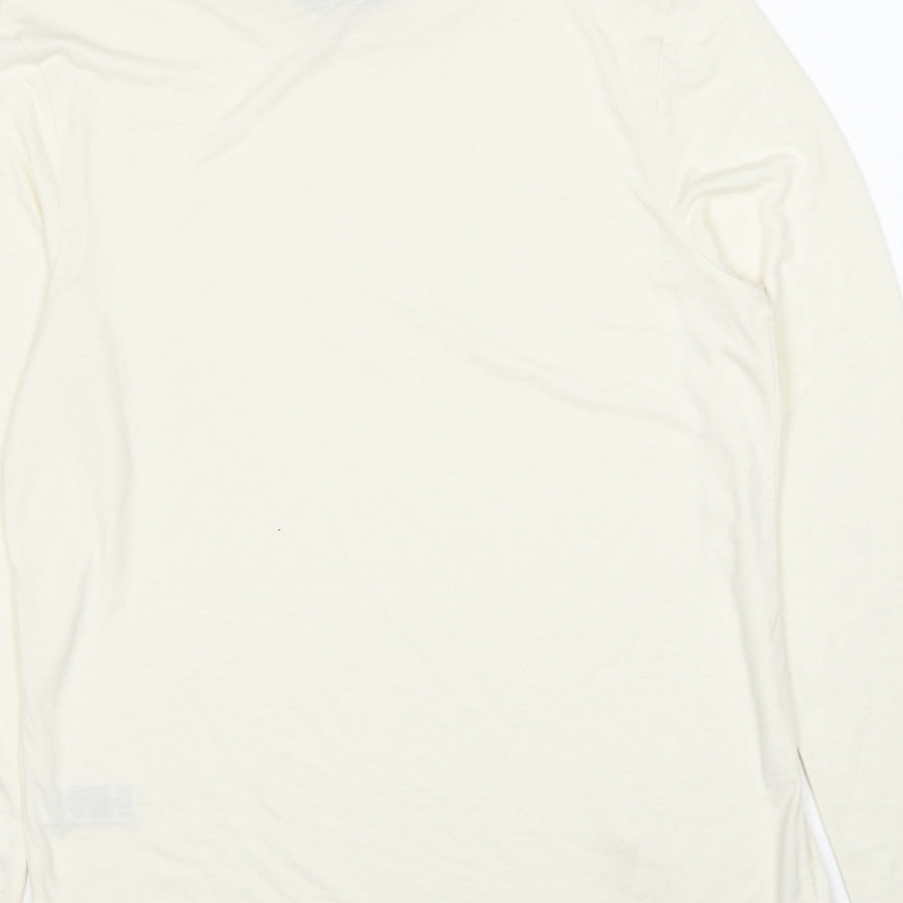 Marks and Spencer Womens Ivory Polyester Basic T-Shirt Size 12 Mock Neck