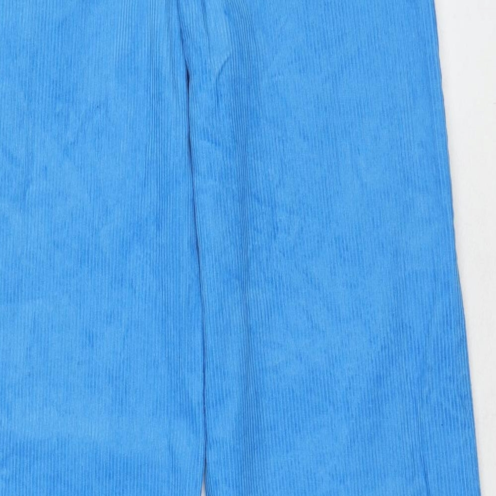 Monki Womens Blue Cotton Trousers Size 6 Regular Zip