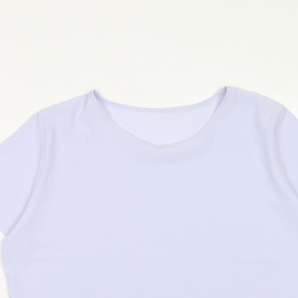 St. Bernard Womens Purple Polyester Basic T-Shirt Size 14 Round Neck