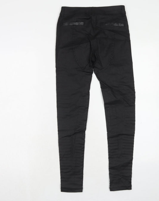Emma & Ashley Design Womens Black Polyester Trousers Size S Regular Button - Leather Look