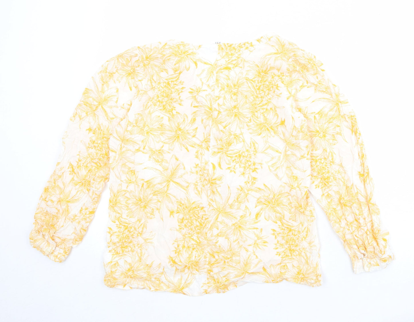 Gap Womens Orange Floral Viscose Basic Button-Up Size S V-Neck