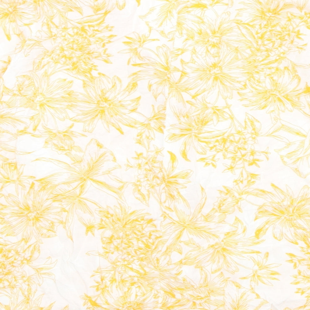 Gap Womens Orange Floral Viscose Basic Button-Up Size S V-Neck