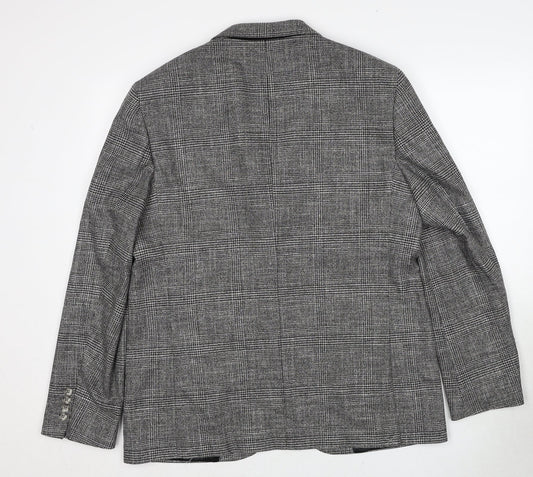 Marks and Spencer Mens Grey Plaid Viscose Jacket Suit Jacket Size 42 Regular
