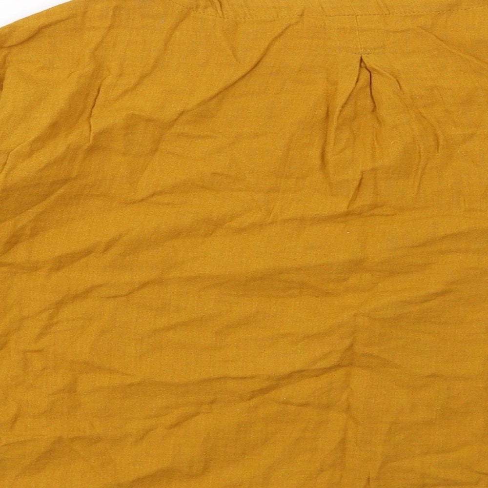 Brand and care label for COIN 1804 Yellow Cotton Basic T-Shirt, size S, Boat Neck