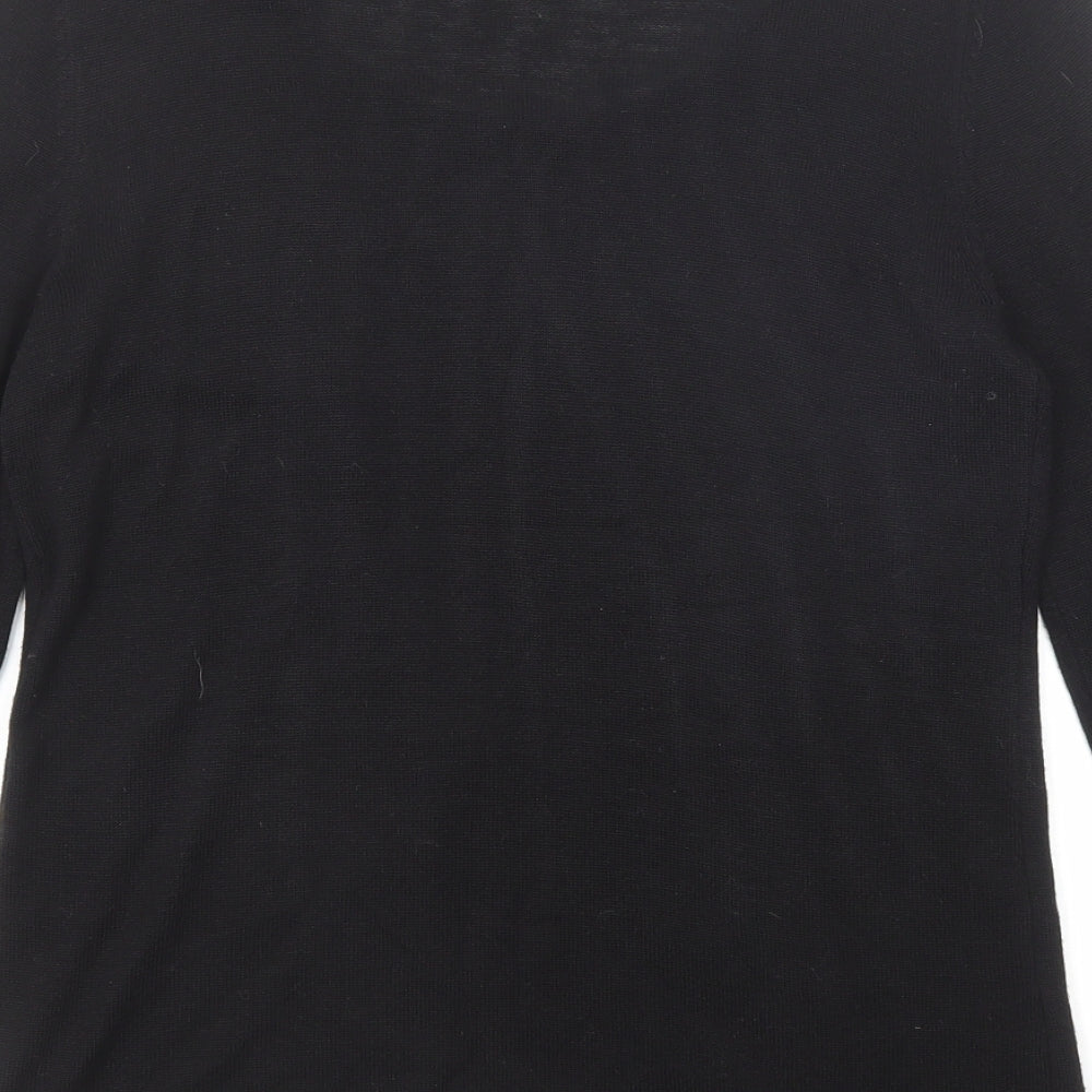 CASAMIA Womens Black Round Neck Geometric Viscose Pullover Jumper Size S - Twin Set
