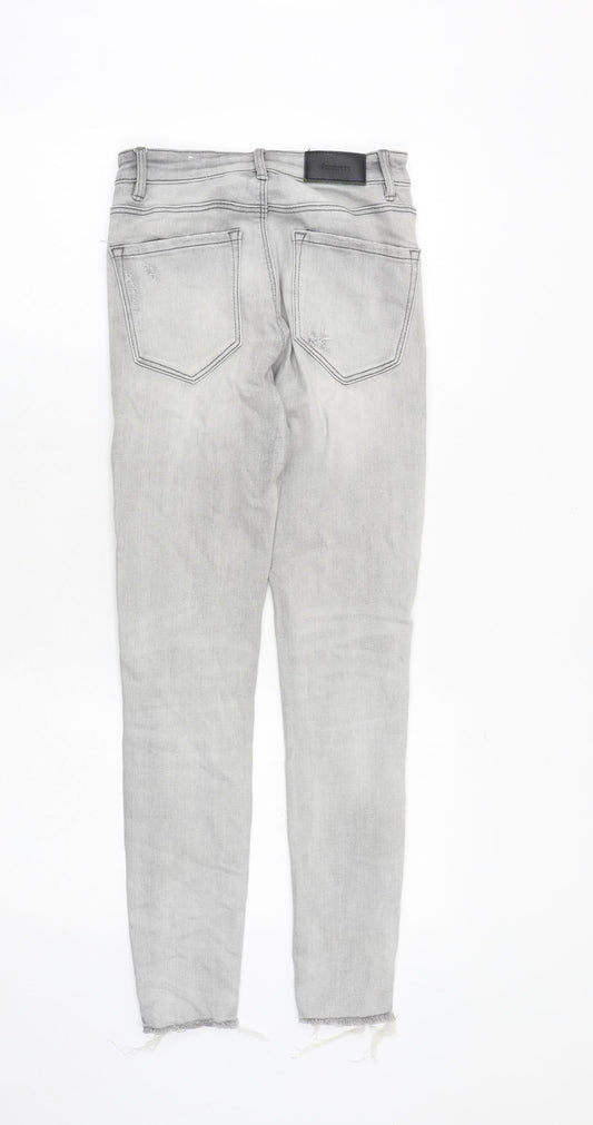 Stradivarius Womens Grey Cotton Skinny Jeans Size 6 Slim Zip