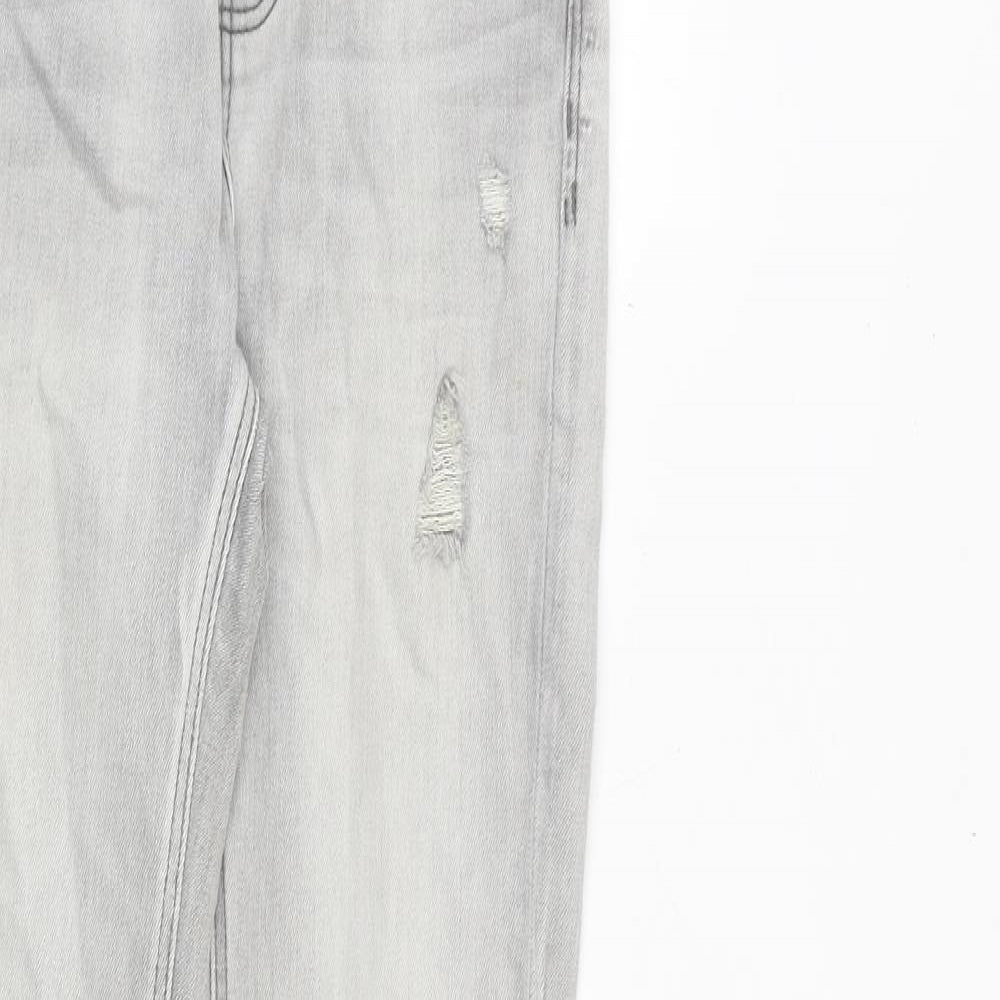 Stradivarius Womens Grey Cotton Skinny Jeans Size 6 Slim Zip
